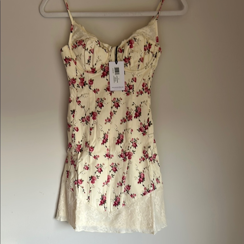 WeWoreWhat Floral Mini Dress - Cream and Red